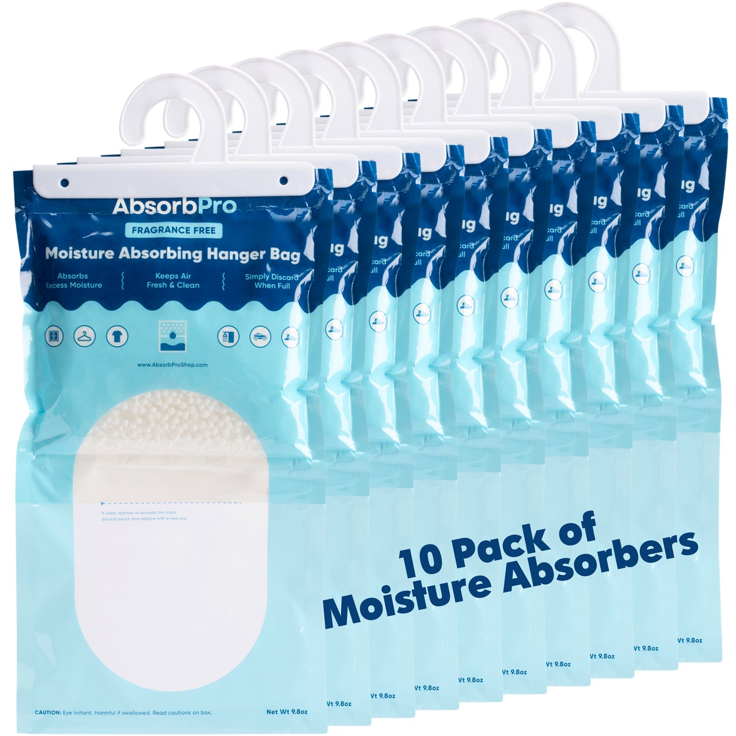 Absorb Pro - 9.8 oz Moisture Absorbing Hanger Bag Fragrance Free 10-Pack