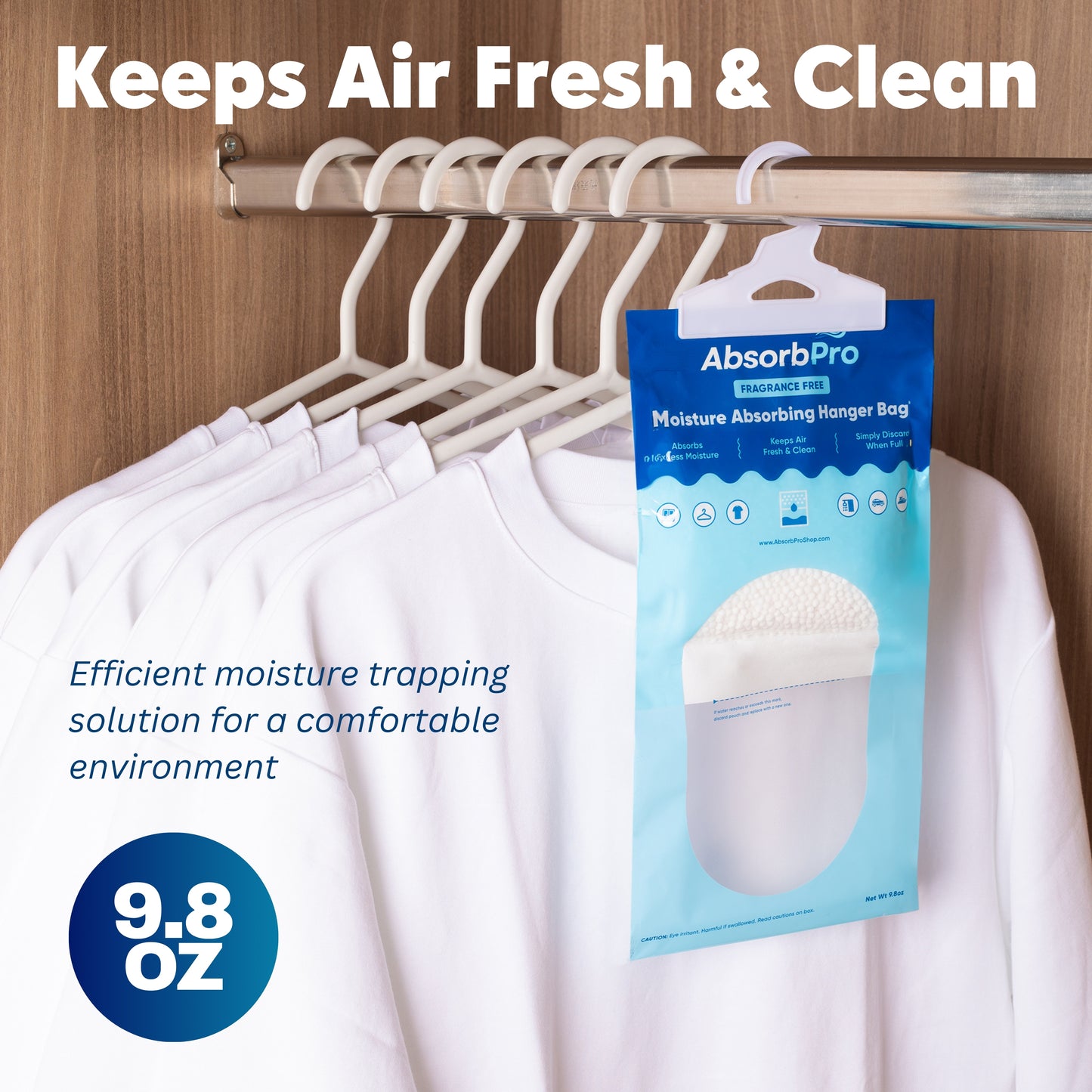 Absorb Pro - 9.8 oz Moisture Absorbing Hanger Bag Fragrance Free 10-Pack