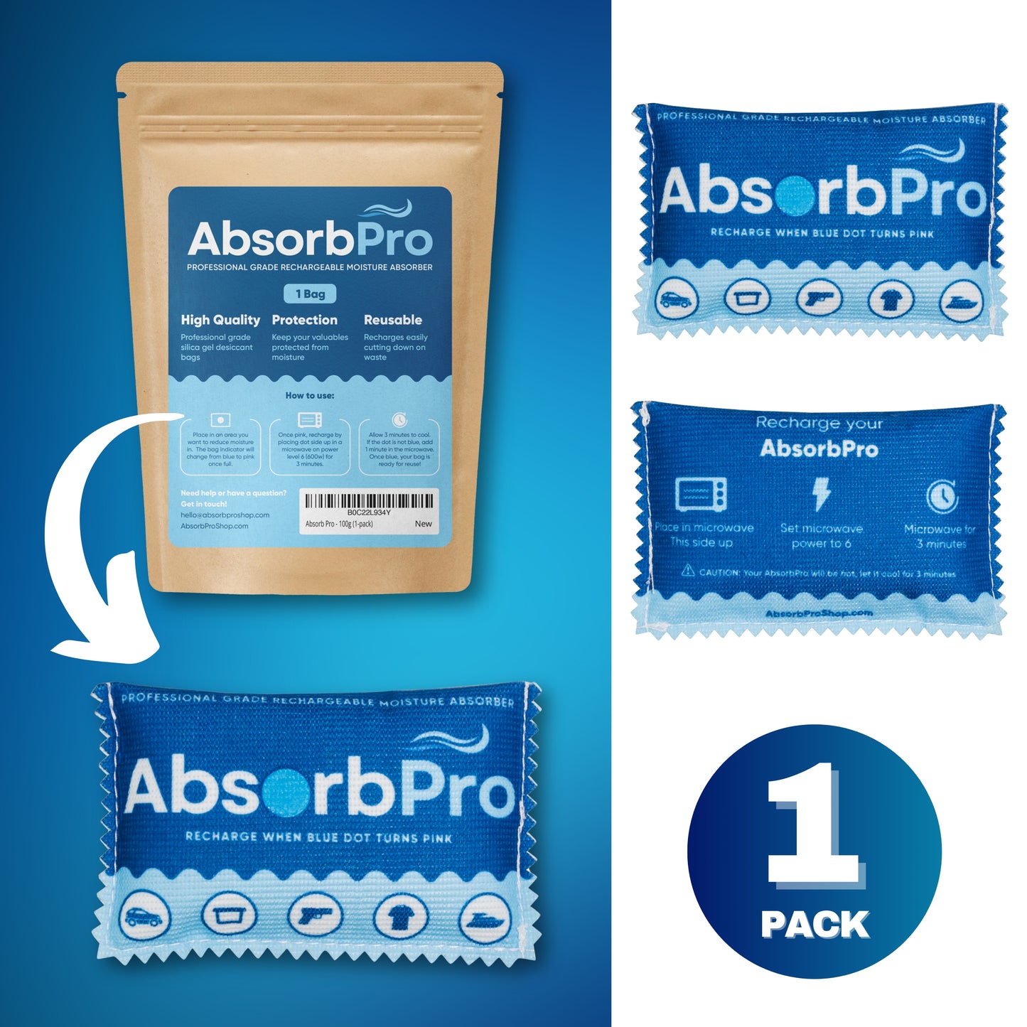 Absorb Pro - 100g Rechargeable Dehumidifier Bag