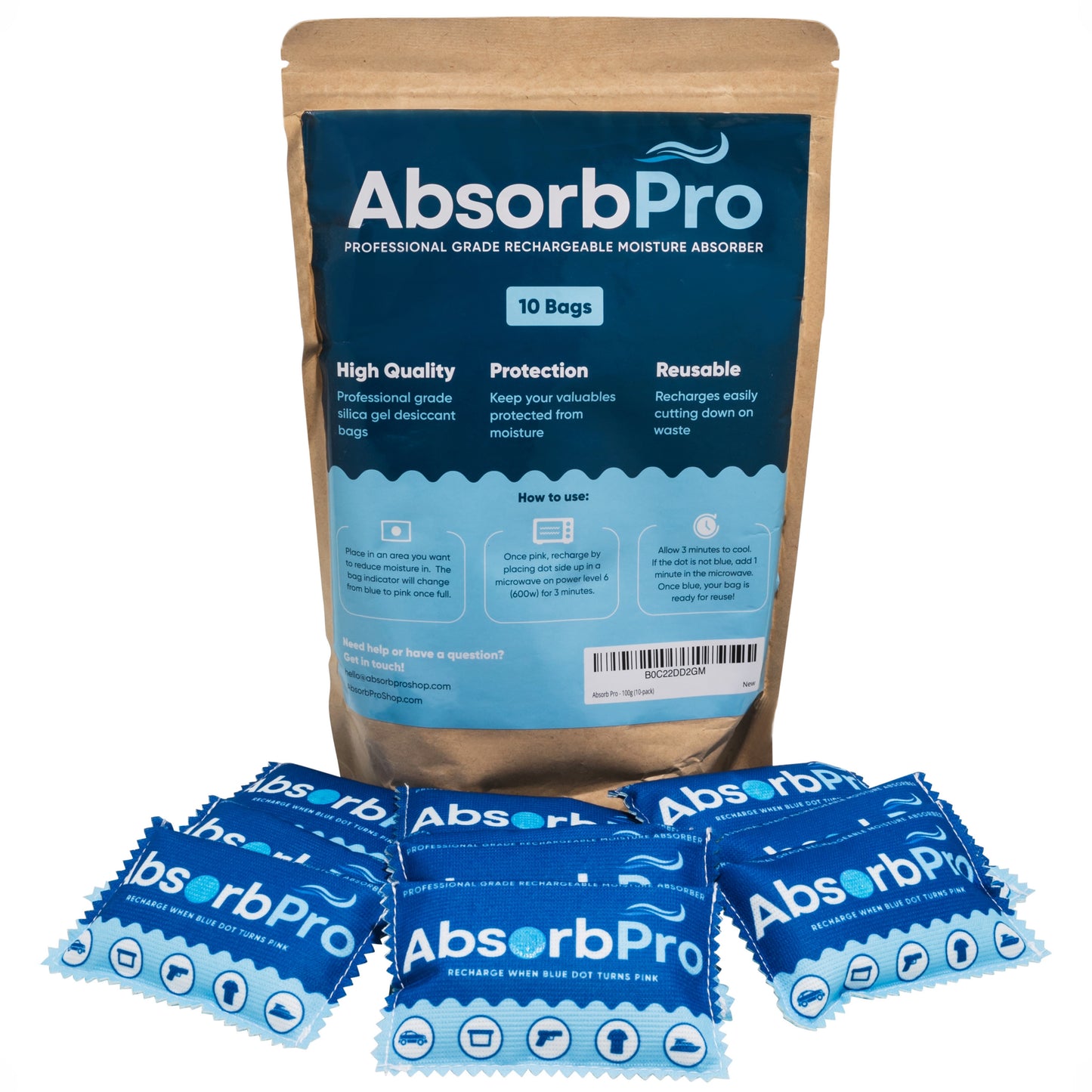 Absorb Pro - 100g Rechargeable Dehumidifier Bag 10-Pack